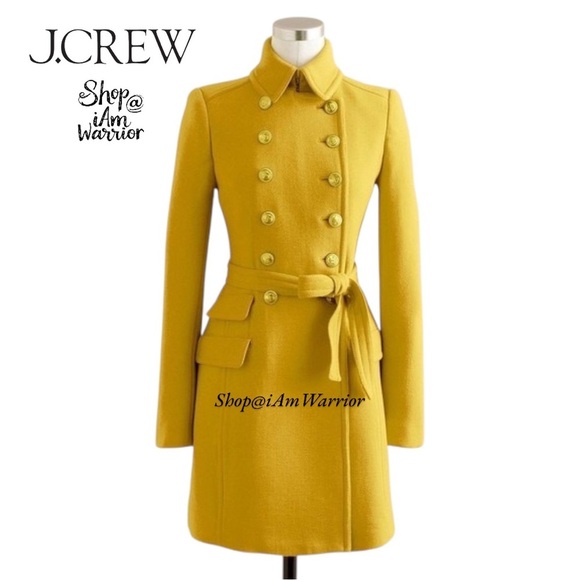J.Crew goldenrod double breasted double cloth wool belted coat *shop@iamwarrior - Picture 2 of 15